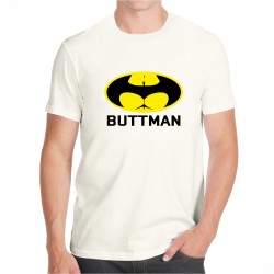 Maglietta Buttman super eroe Batman. Simpatica e divertente. Colore bianco.