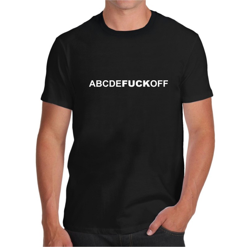 T-shirt con scritta abcdefuckoff divertente e simpatica uomo