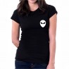 T-shirt nera alien space nasa fashion ufo marte mr moon luna alieni tecno gabber disco alieni area 51 donna