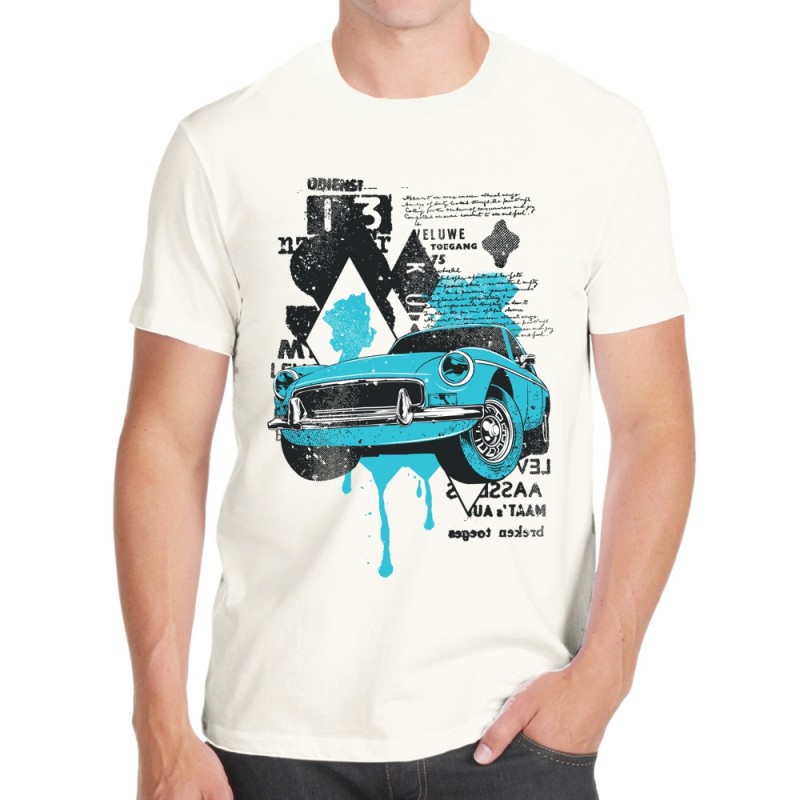 T shirt bianca american muscle vintage car maglia auto sportive motori uomo