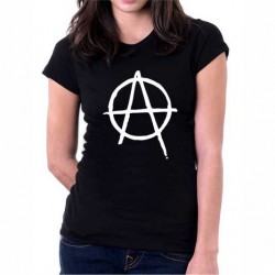 T-shirt nera anarchia anarchico sociale liberta'politica movimento cultura popolare scuola studente donna