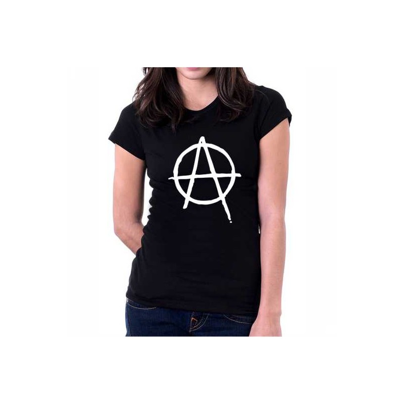 T-shirt nera anarchia anarchico sociale liberta'politica movimento cultura popolare scuola studente donna
