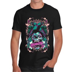 T-shirt nera teschio dark skull corvi simbolo anarchia morte fashion rock metal uomo