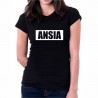 T-shirt nera ansia fashion divertente frase scritta happiness simpatica moda donna