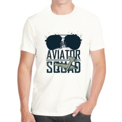 T-shirt bianca aviator squad wear maglia moda occhiali sole sunglass uomo