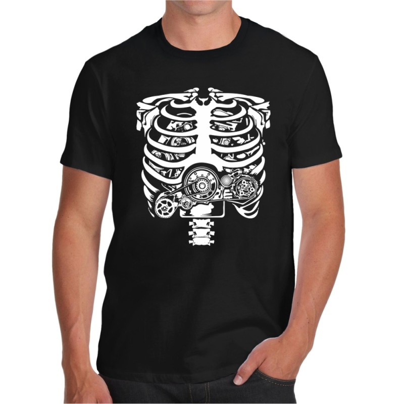 T-shirt scheletro meccanico horror